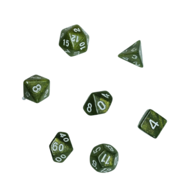 Set Dice Verde Glitter con Blanco - Reinos Olvidados