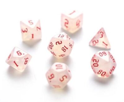 Set Dice Glitter Red (7 Dice) – Set Dice Iridescent Glitter Polyhedral