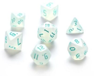 Set Dice Glitter Sky Blue (7 Dice) – Set Dice Iridescent Glitter Polyhedral