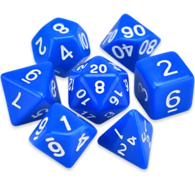 Set Dice White On Blue (7 Dice) – Set Dice Solid