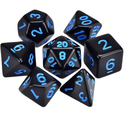 Set Dice Blue On Black (7 Dice) – Set Dice Solid