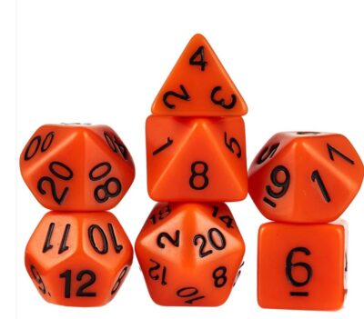 Set Dice Black On Orange(7 Dice) – Set Dice Solid