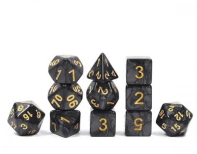 Set Dice Black over Gold (7 Dice) – Set Dice Liquid