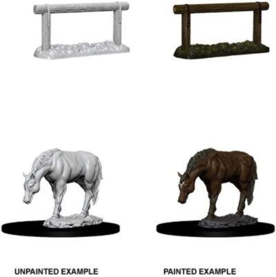 Mini. WizKids Deep Cuts Unpainted Miniatures: Wave 10: Horse & Hitch - Imagen 2