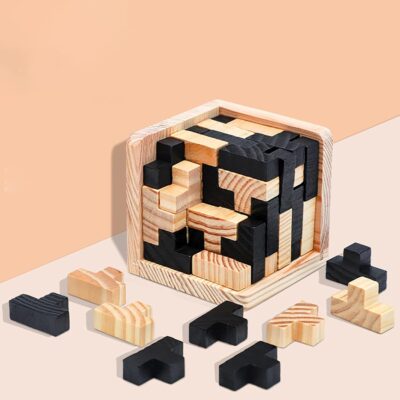 Puzzle Cube Madera (Negro + Madera) - Imagen 3