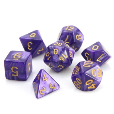 Set Dice Gold on Purple (7 Dice) – Set Dice Liquid