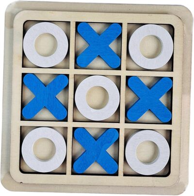 Tic Tac Toe Frame de madera Azul/Blanco