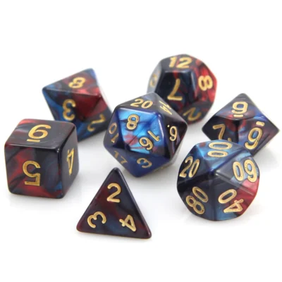 Set Dice White On Blue Red (7 Dice) – Set Dice Marble