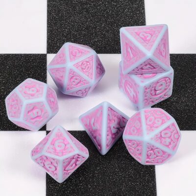 Set Dice Souther Gas Light Gris Numero Rosado Fluo (Set 7 dice)