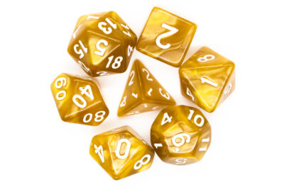 Set Dice White On Brown (7 Dice) – Set Dice Pearl