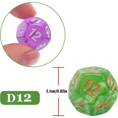 Dice Set 5 dados D12 Numero y Color Variado (Random Set) - Imagen 2