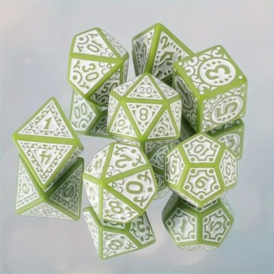 Set Dice Souther Gas Light Verde Limón Numero Blanco (Set 7 dice)