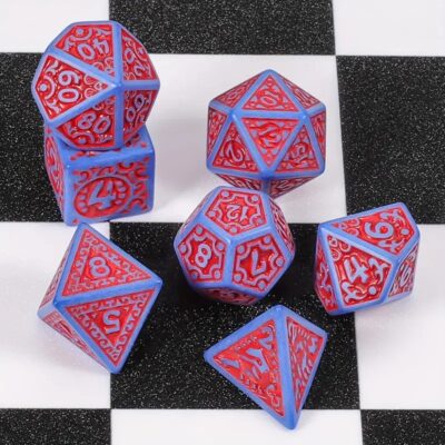 Set Dice Souther Gas Light Azul Numero Rojo (Set 7 dice)