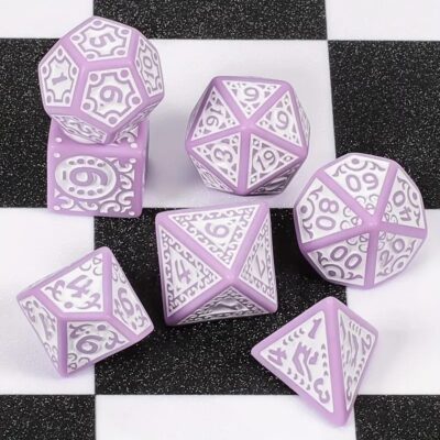 Set Dice Souther Gas Light Morado Pastel Numero Blanco (Set 7 dice)