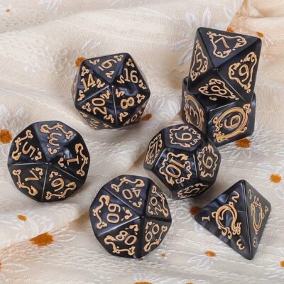 Set Dice Gas Light Negro Numero Dorado (Set 7 dice)