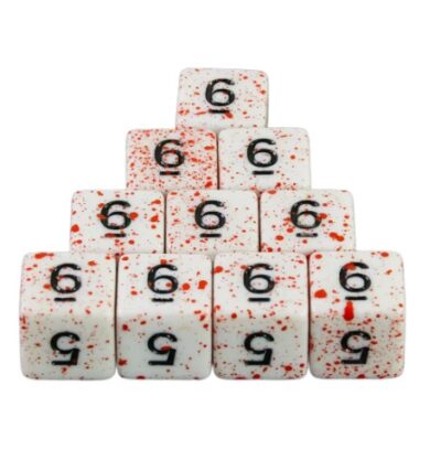 Set Dice Black on White Blood (5 Dice D6) – Set Dice