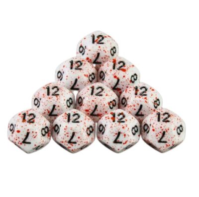 Set Dice Black on White Blood (5 Dice D12) – Set Dice