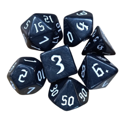 Set Dice Lightning White on Black (7 Dice) – Set Dice