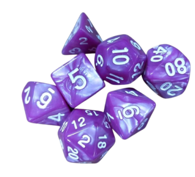 Set Dice White On Violet (7 Dice) – Set Dice Pearl