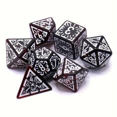 Set Dice Perfect Night Rojo Translucido Numero Blanco (Set 7 dice)