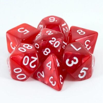 Set Dice White on Red Marble (7 Dice) – Set Dice Marble