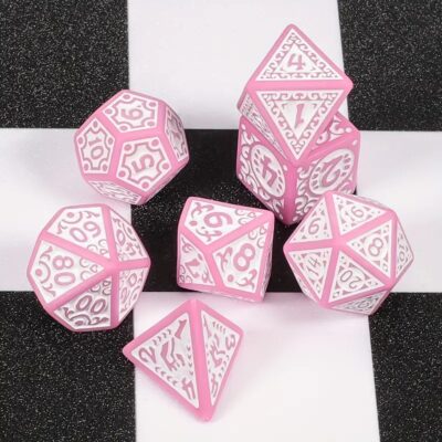 Set Dice Souther Gas Light Rosa Fuccia Numero Blanco (Set 7 dice)