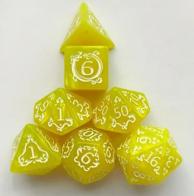 Set Dice Gas Light Amarillo Numero Blanco (Set 7 dice)