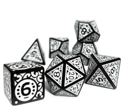 Set Dice Black with White Ink Irregular Pattern Fill (7 Dice) – Set Dice