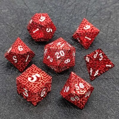 Set Dice Metal Light Rojo Camesí Numero Blanco (Set 7 dice)