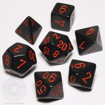 Set Dice Red On Black (7 Dice) – Set Dice Solid