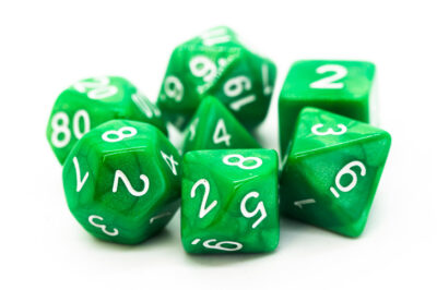 Set Dice White on Green (7 Dice) – Set Dice Liquid