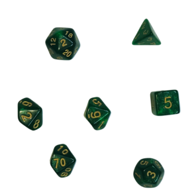 Set Dice Glitte Verde con Dorado - Reinos Olvidados