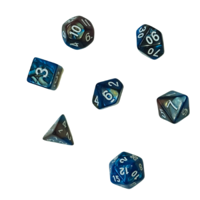 Set Dice Azul Verde Pardo con Blanco - Reinos Olvidados