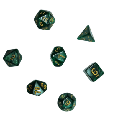 Set Dice Verde Marmoleado con Dorado - Reinos Olvidados