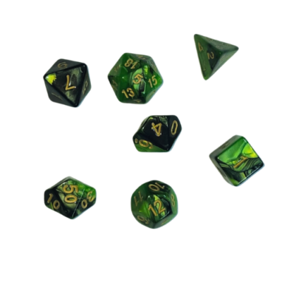 Set Dice Verde Negro Pardo con Dorado - Reinos Olvidados