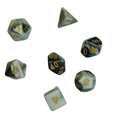 Set Dice Negro Blanco con Dorado - Reinos Olvidados