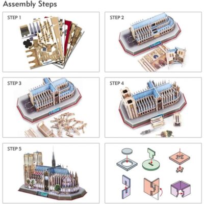 Puzzle - CubicFun 3D Led: Notre Dame De Paris - Architecture Model - Led Lightning - Imagen 2