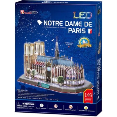 Puzzle - CubicFun 3D Led: Notre Dame De Paris - Architecture Model - Led Lightning